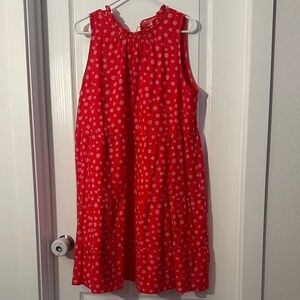 LOFT Red & Pink Polka Dot Sleeveless Dress